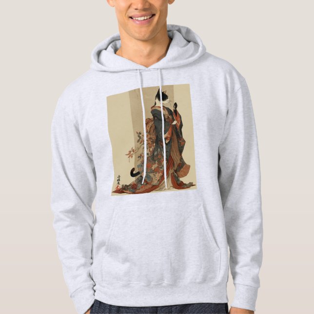 Sudadera "Elegant Grace" Japanese Cat in Kimono Art (Anverso)