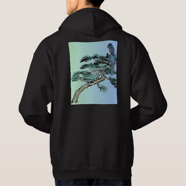 Sudadera Elegant Magpie Bird and Bonsai Tree Japanese  (Reverso)