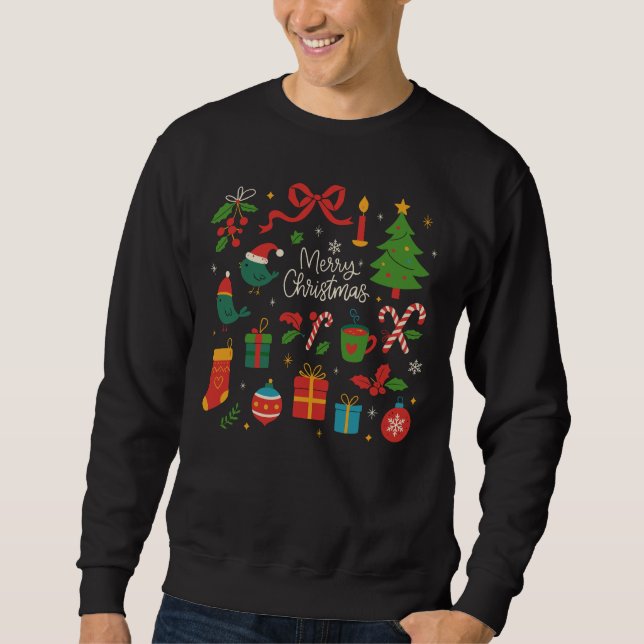 Sudadera Elegant Minimalist Christmas Doodles Hand-Drawn (Anverso)