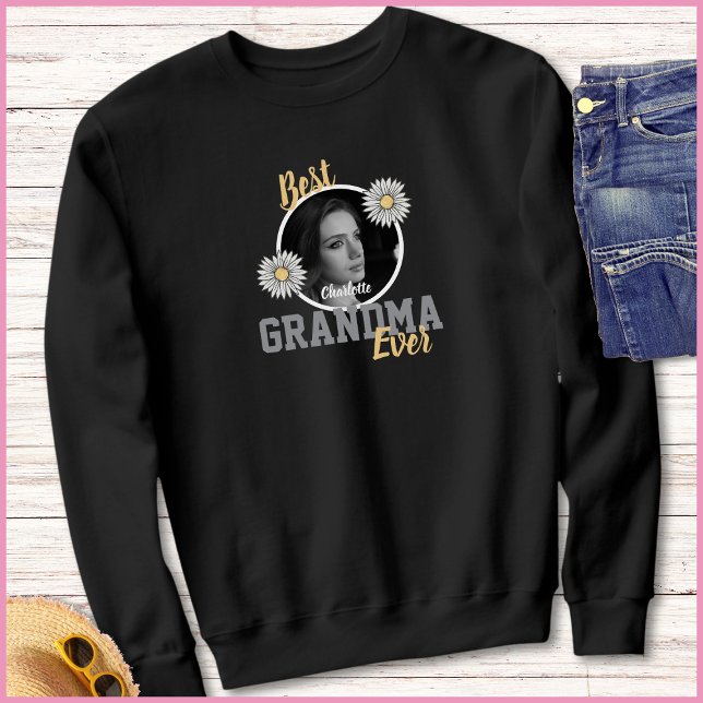 Sudadera Elegant Script 1 Photo Best Grandma Ever (Subido por el creador)