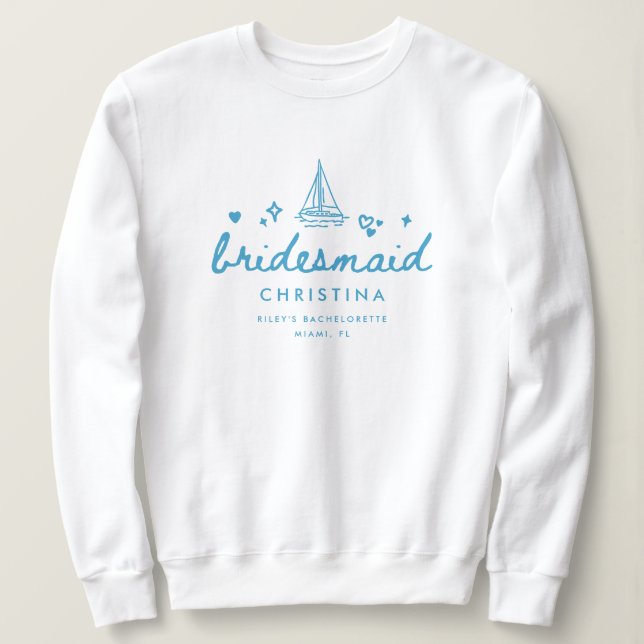 Sudadera Elegant Script Bridesmaid's Name Lake Bachelorette (Anverso del diseño)