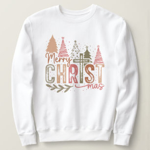 Sudadera Elegante acuarela Merry Rótulo navideño hoja de ár