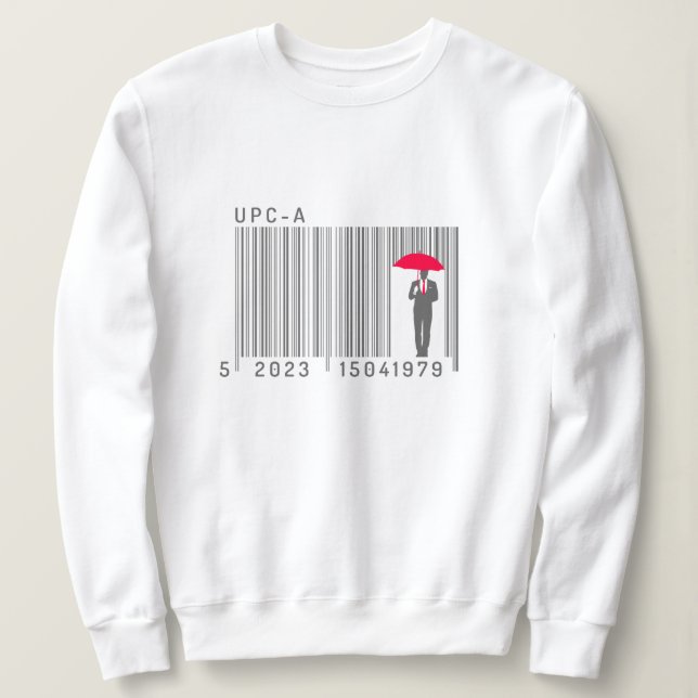 Sudadera Elegante caballero sostiene un código de barras de (Anverso del diseño)