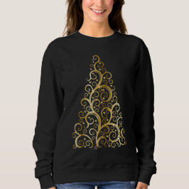 Sudadera Elegante Camisón de oro de árbol de Navidad de mod