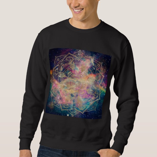 Sudadera Elegante dorado Mandala color de agua nebulosa (Anverso)