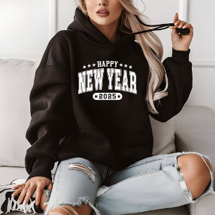 Sudadera Elegante Feliz Año Nuevo 2025 Marina Azul y Blanco