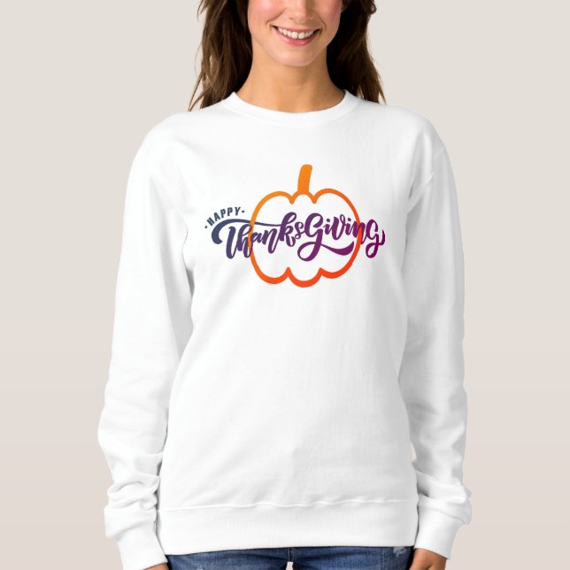 Sudadera Elegante Feliz Día de Acción de Gracias con Calaba (Anverso)