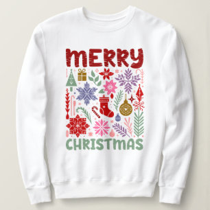 Sudadera Elegante Feliz Navidad Boho Graciosa Mujer Básica