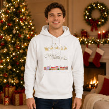 Elegante Feliz Navidad Trineo de Santa Hombre Blan