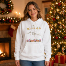Elegante Feliz Navidad Trineo de Santa Mujeres Bla
