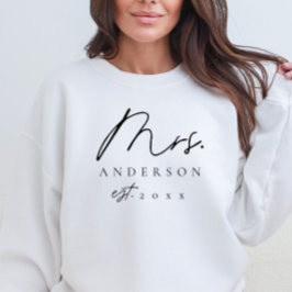 Sudadera Elegante Font Mrs Newlyw Personalizado Sweatshirt