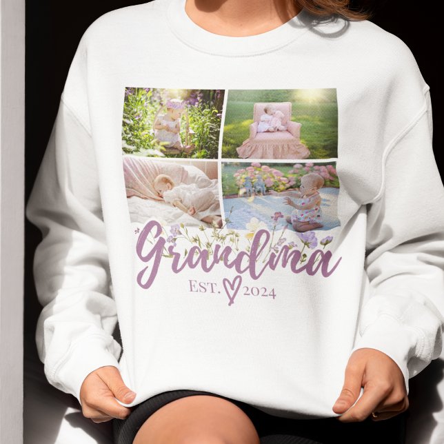 Sudadera Elegante foto de la abuela personalizada floral (Subido por el creador)