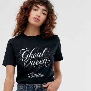 Sudadera Elegante Ghoul Reina Nombre Halloween Blanco y Neg