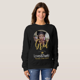 Sudadera Elegante gorra de graduación dorada Gracias Escrit