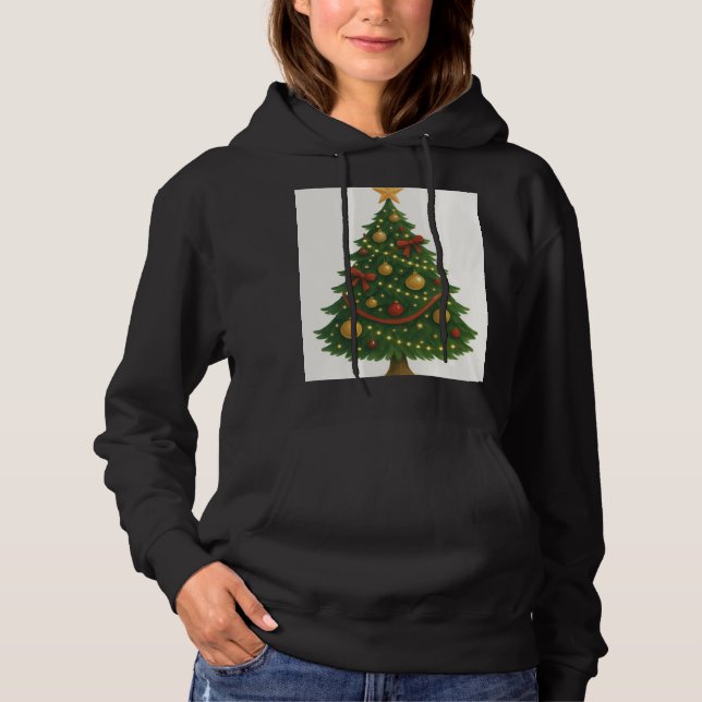 Sudadera Elegante hoodie de árbol de Navidad para mujeres | (Anverso)