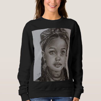 Sudadera Elegante ilustración de retrato de niña con carbon