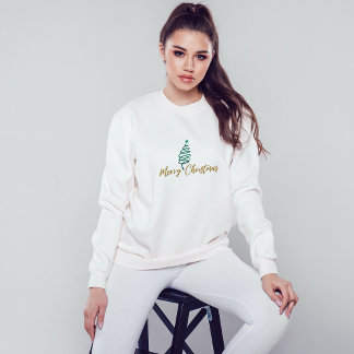 Sudadera Elegante Moda Verde Árbol de Navidad Feliz Navidad