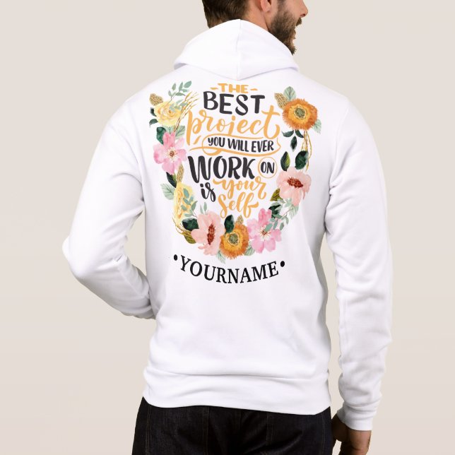 Sudadera Elegante Motivación Inspiración Floral Cita (Reverso)