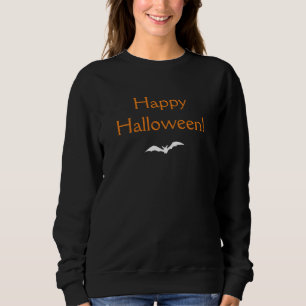 Sudadera Elegante Naranja Feliz Halloween con Bat Black