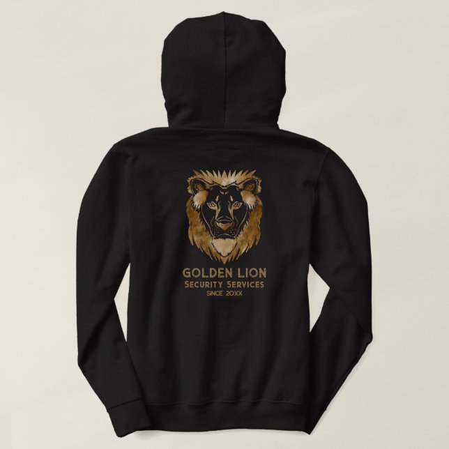 Sudadera Elegante Negra de Servicios de Seguridad de Leones (Reverso del diseño)