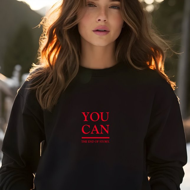 Sudadera Elegante negro se pueden imprimir letras rojas muj (Stylish Black You Can Red Letters Print Women Sweatshirt)