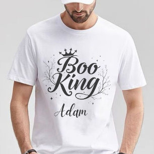 Sudadera Elegante nombre "Boo King" Halloween blanco y negr