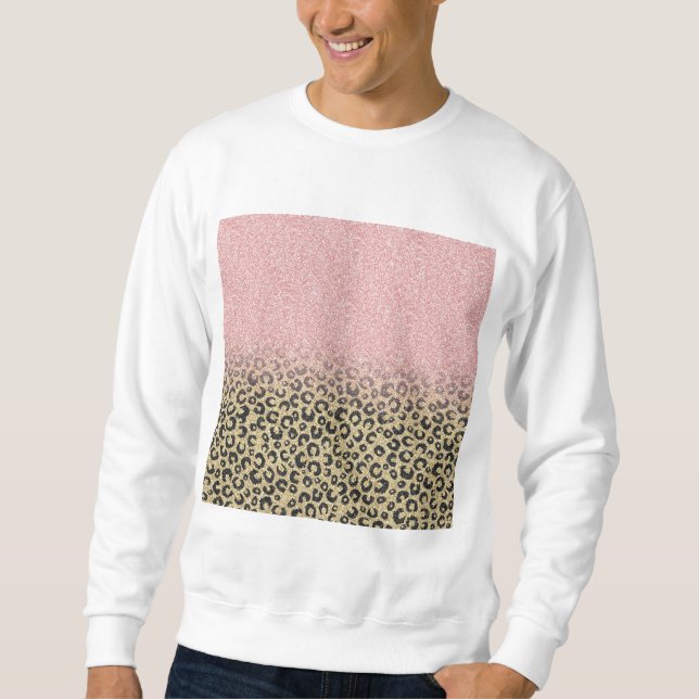 Sudadera Elegante Rosa Purpurina dorado Leopardo negro (Anverso)