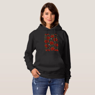 Sudadera Elegante rosa roja y acuarela jazmín blanco Floral