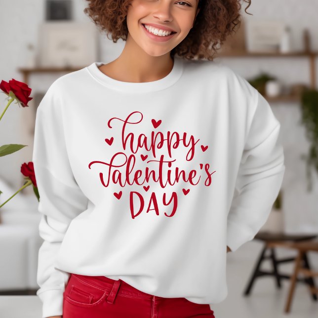 Sudadera Elegante y de moda Feliz Día de San Valentín en ro (Stylish and Trendy Happy Valentine's Day In Red Sweatshirt)
