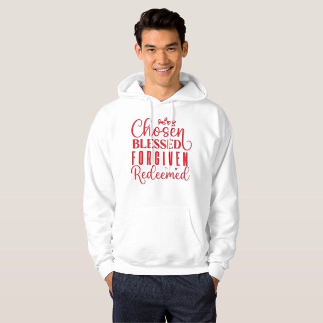 Sudadera Elegidos Benditos Perdonados Redimidos Fe (Anverso completo)