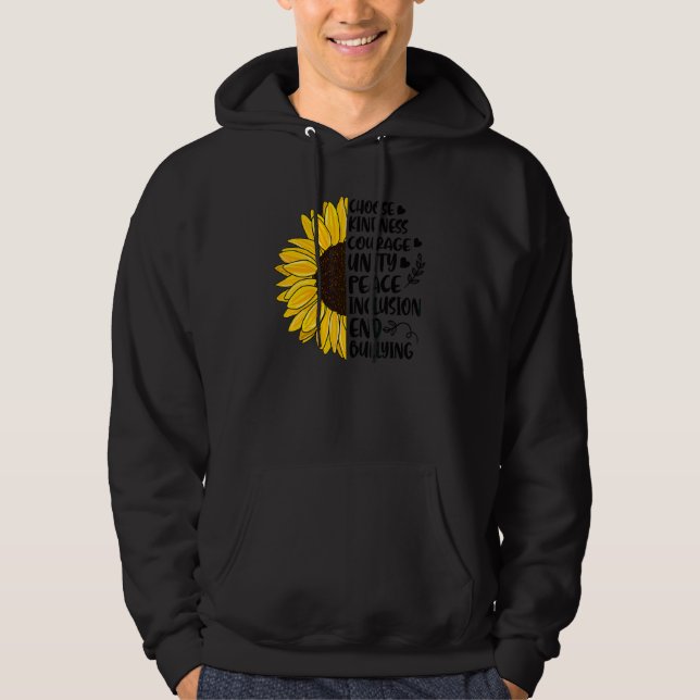Sudadera Elegir la amabilidad Coraje Unidad Unidad Girasol  (Anverso)