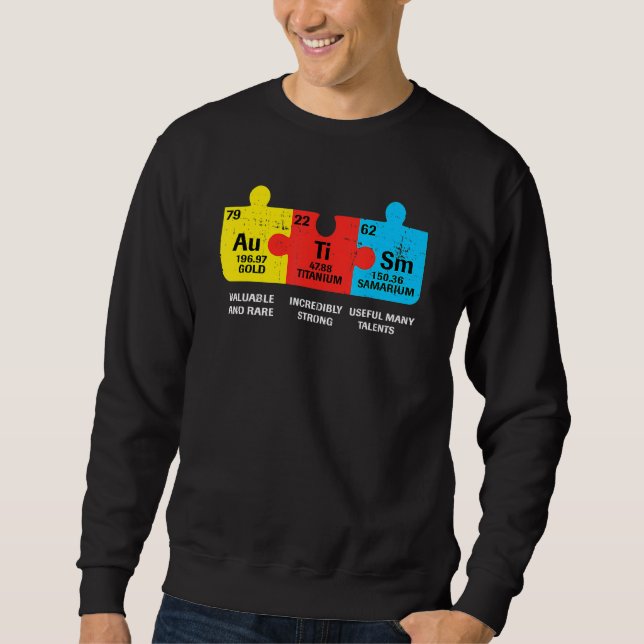 Sudadera Elementos De Autismo Conciencia Periódica De Mesa  (Anverso)