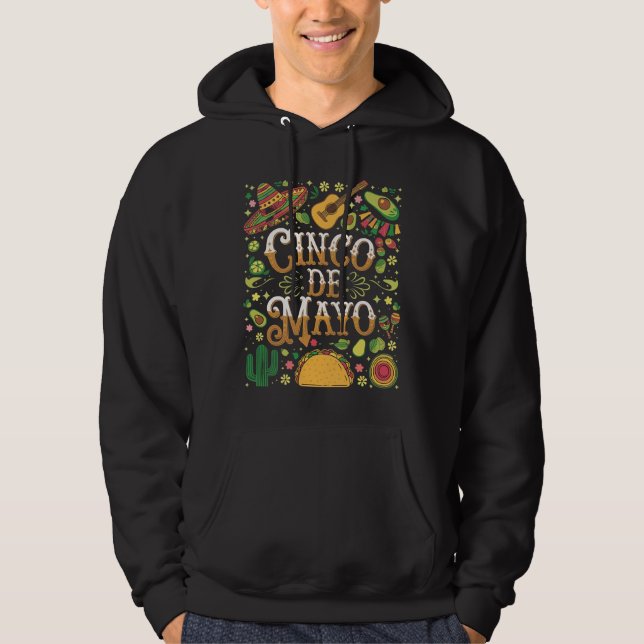 Sudadera Elementos Divertidos de Fiesta para Cinco De Mayo (Anverso)