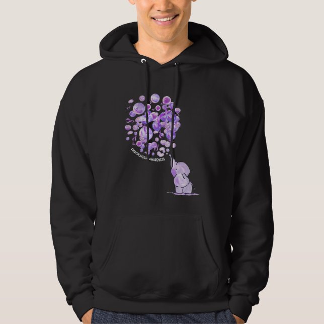Sudadera Elephant Blowing Upp Purplee Balloons Fibromyalgia (Anverso)