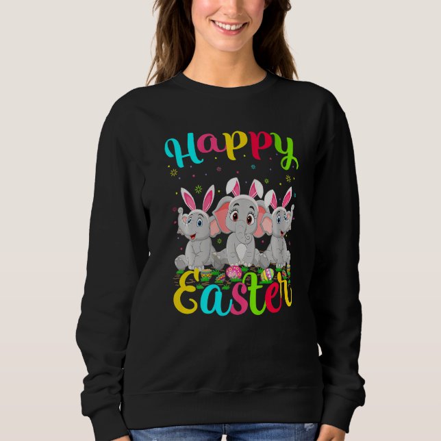 Sudadera Elephant Easter Egy Bunny Elephant Feliz Pascua (Anverso)