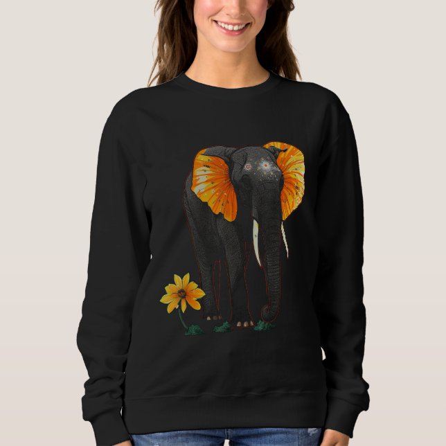 Sudadera Elephant Flowers Artwork - African Art Elephant (Anverso)