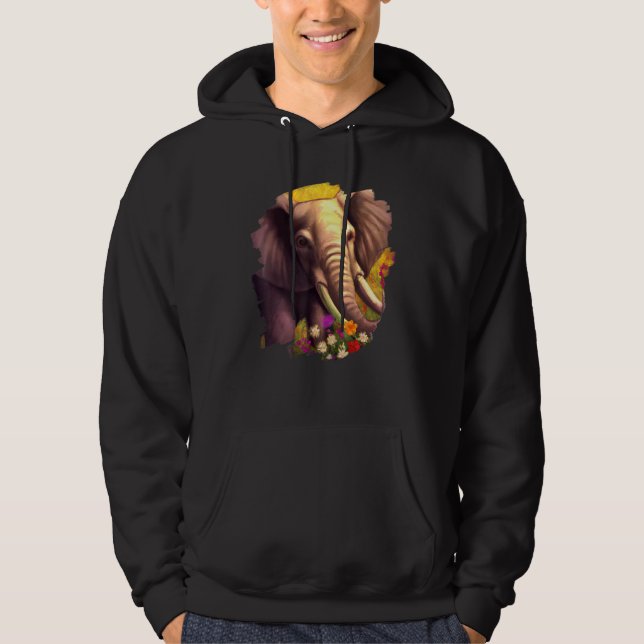 Sudadera Elephant Flowers Cute Painting Flower Elephant (Anverso)