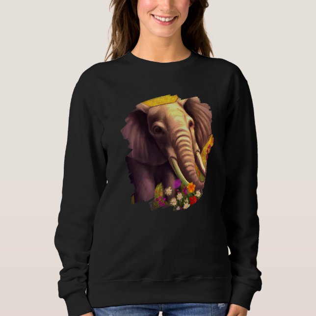 Sudadera Elephant Flowers Cute Painting Flower Elephant  1 (Anverso)