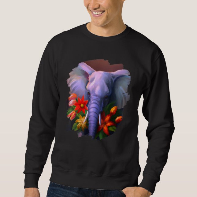 Sudadera Elephant Flowers Cute Painting Flower Elephant 3 (Anverso)