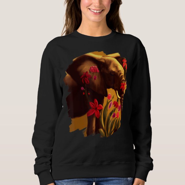 Sudadera Elephant Flowers Cute Painting Flower Elephant 6 (Anverso)