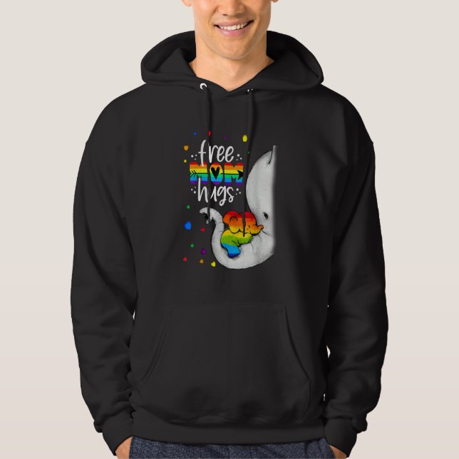 Sudadera Elephant Free Mom Hugs Rainbow LGBTQ LGBT Pride Mo (Anverso)