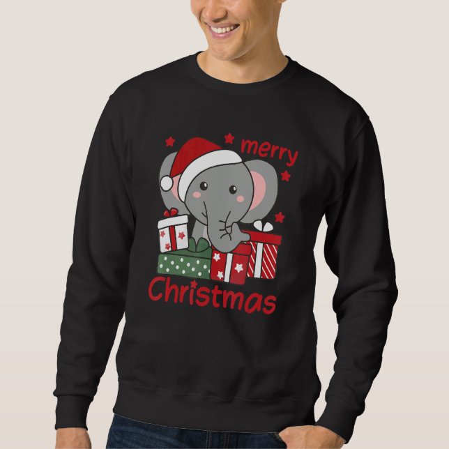 Sudadera Elephant Merry Christmas Winter Elephant Christmas (Anverso)