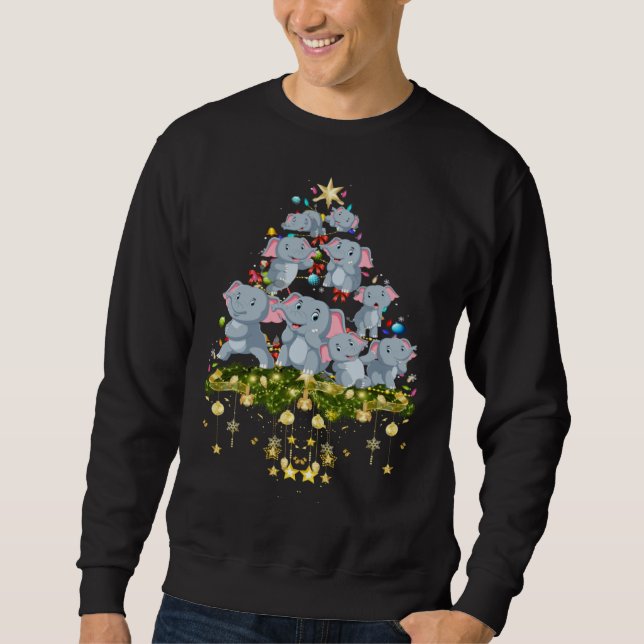 Sudadera Elephants Christmas Tree Lights Holiday Elephant (Anverso)