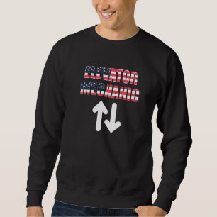 Sudadera Elevador Mecánico USA American Flag Lift Technicia