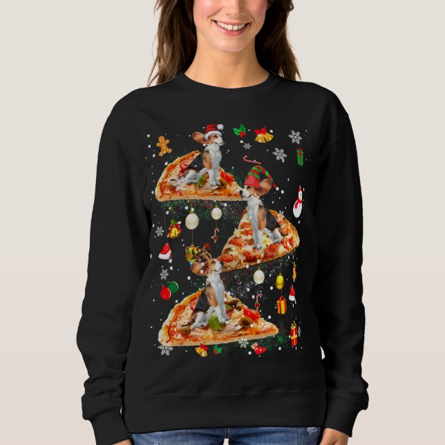 Sudadera Elf Beagle Riding Pizza Galaxy Orna (Anverso)