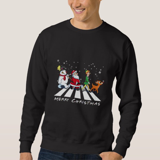 Sudadera Elf Santa Snowman Reindeer Road Merry Chris (Anverso)