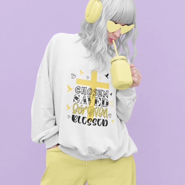 Sudadera Elije el amarillo de la fe cristiana bendecida (Subido por el creador)