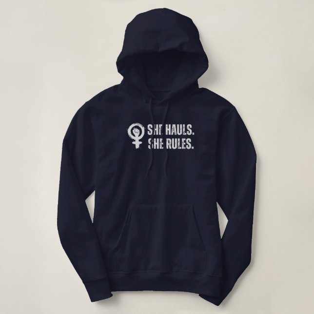 Sudadera Ella Arrastra, Ella Gobierna la Pesca (Diseño del anverso)