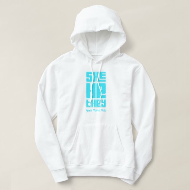 Sudadera Ella dijo que retro negrita en turquesa (Diseño del anverso)