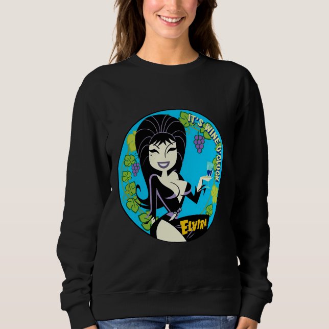 Sudadera Elvira Witch Es Vino O Reloj 85 (Anverso)